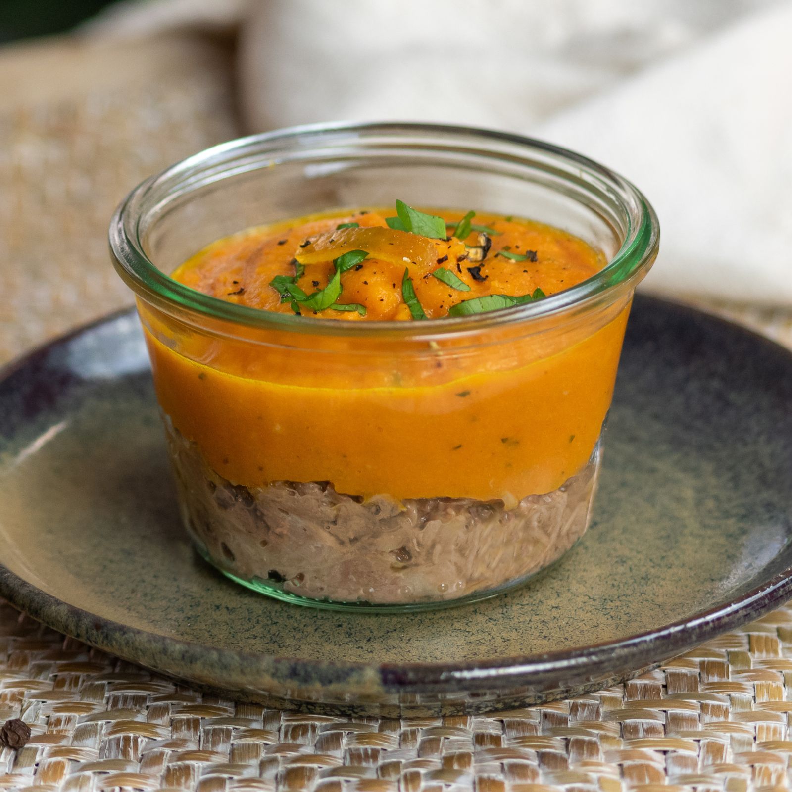Mijoté de cochon, mousseline de carottes au cumin